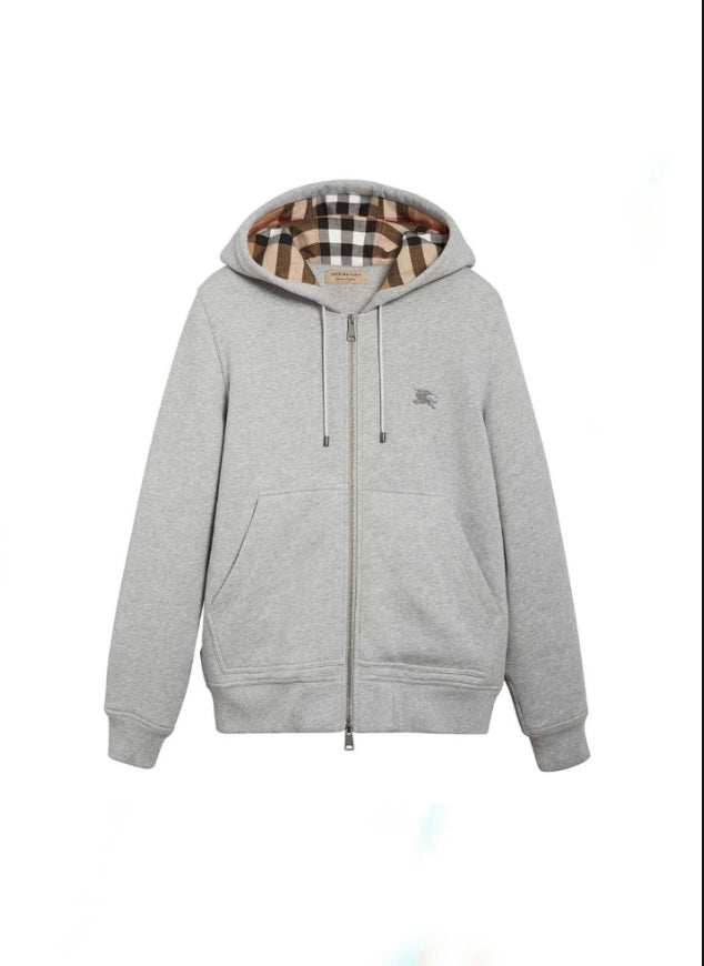 Burberry Hove check Embroided Logo Zip up Hoodie